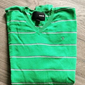Irish green 🍀 preppy men's Hurley striped sweater. Size Medium. EUC